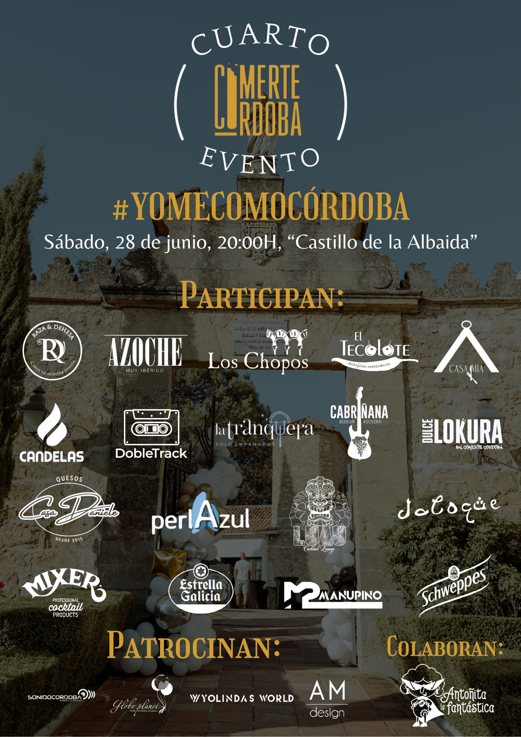 Cuarto evento gastronómico de Comerte Córdoba el 28 de Junio Sábado en el castillo de la albaida